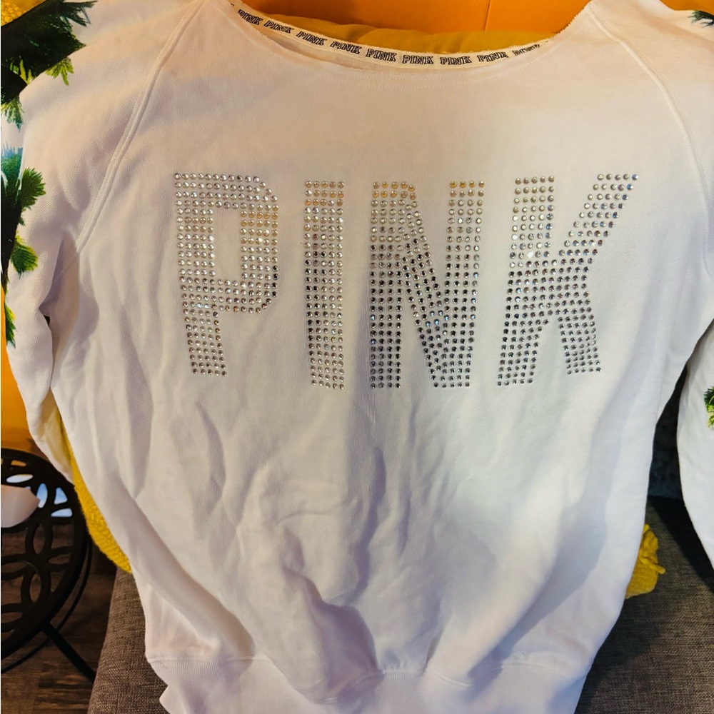 PINK Victoria's Secret White Top with Silver Accents